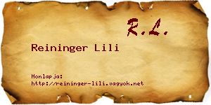 Reininger Lili névjegykártya
